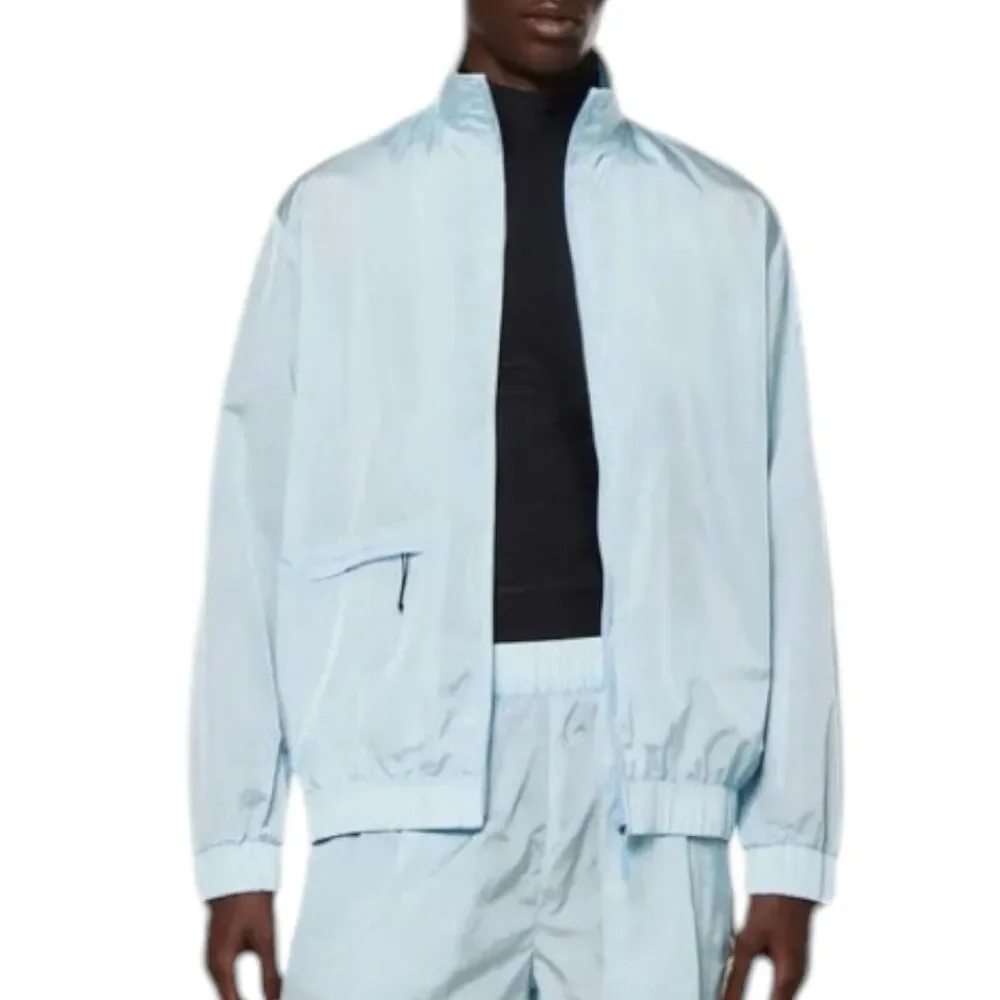 RAINS Track Jacket Mens M Blue Lightweight Sky‎ 18900 Interior Pockets Nylon Zip